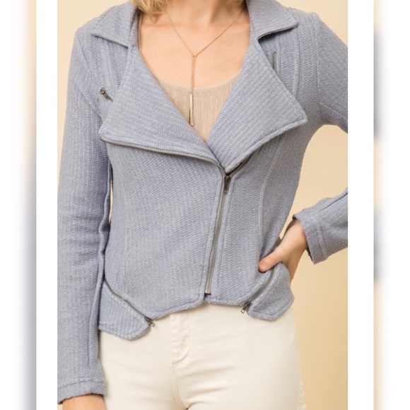 Love in a mist - Blue Terry Moto Jacket - Picture 4 of 11